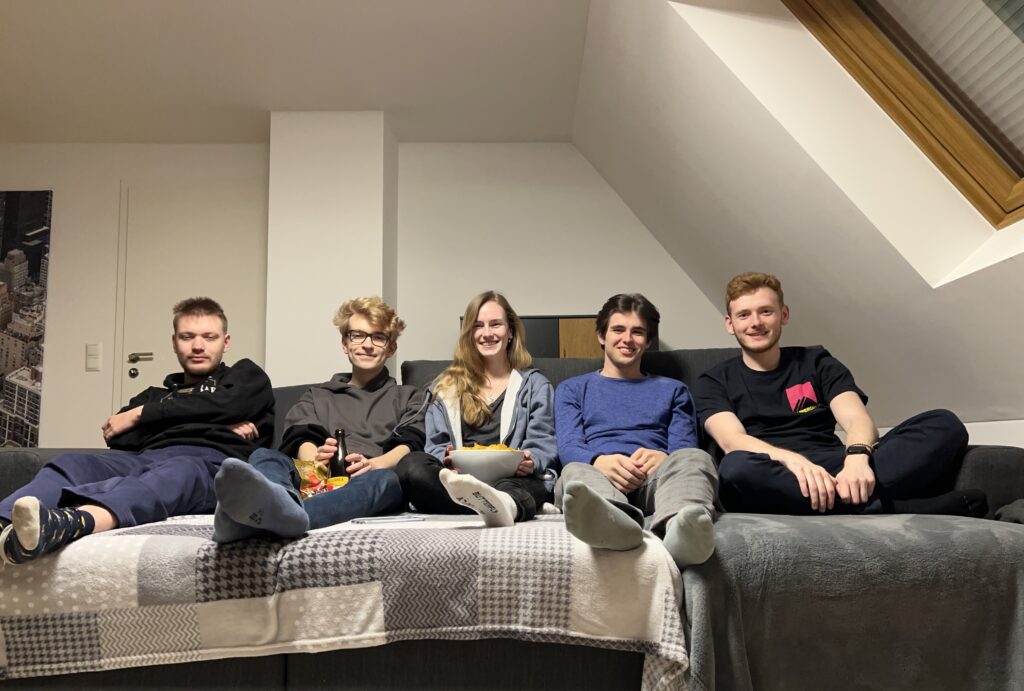 Me and my friends watching a movie