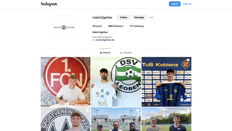 Instagram Site of Match2gether - Portfolio of Corbinian Köhler